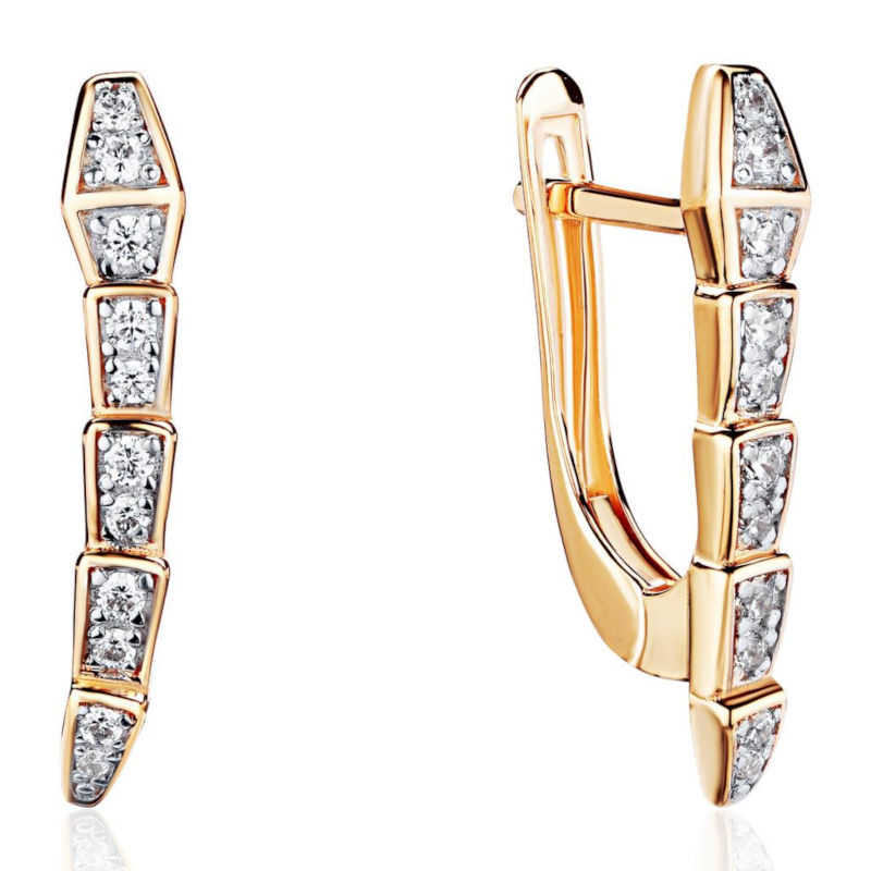 Серьги из красного золота 585 пробы с бриллиантами 01С6115191Р-17 Серьги из красного золота 585 пробы с бриллиантами 01С6115191Р-17