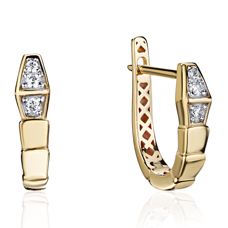 Серьги из желтого золота 585 пробы с бриллиантами 01С6315190Р-17 Серьги из желтого золота 585 пробы с бриллиантами 01С6315190Р-17