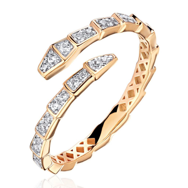 Кольцо из красного золота 585 пробы с бриллиантами 01К6115189-17 Кольцо из красного золота 585 пробы с бриллиантами 01К6115189-17