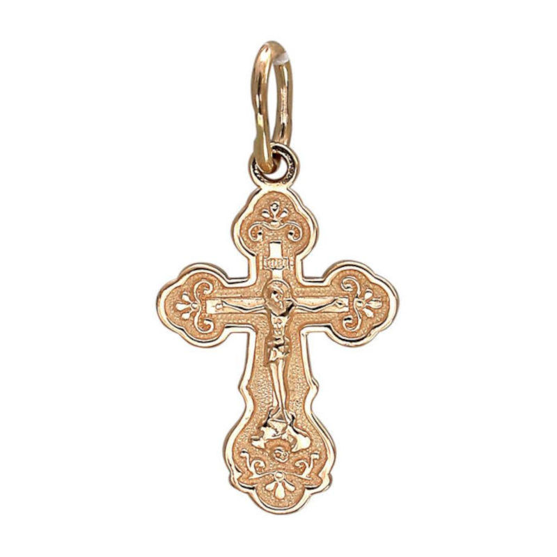 Крест нательный из красного золота 585 пробы без вставок 01Р010809