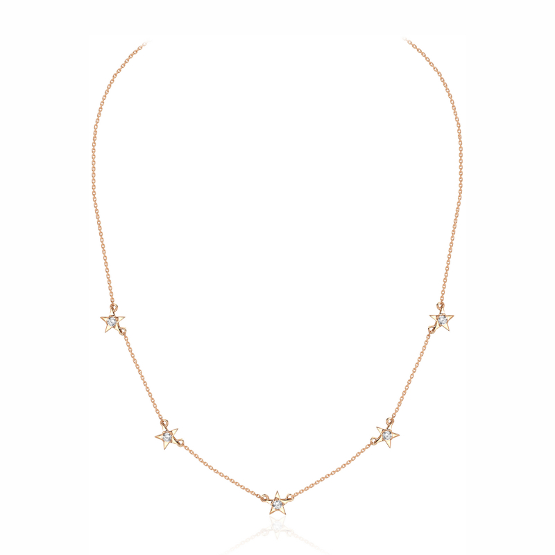 Колье из красного золота 585 пробы с фианитами 01Л112221