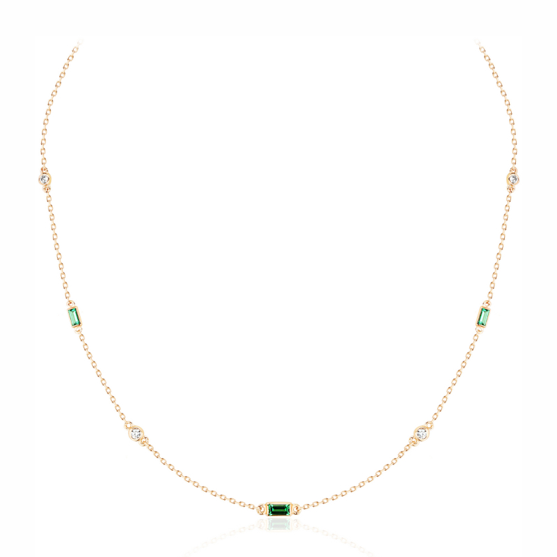 Колье из красного золота 585 пробы с алпанитом и фианитами 01Л212391-1