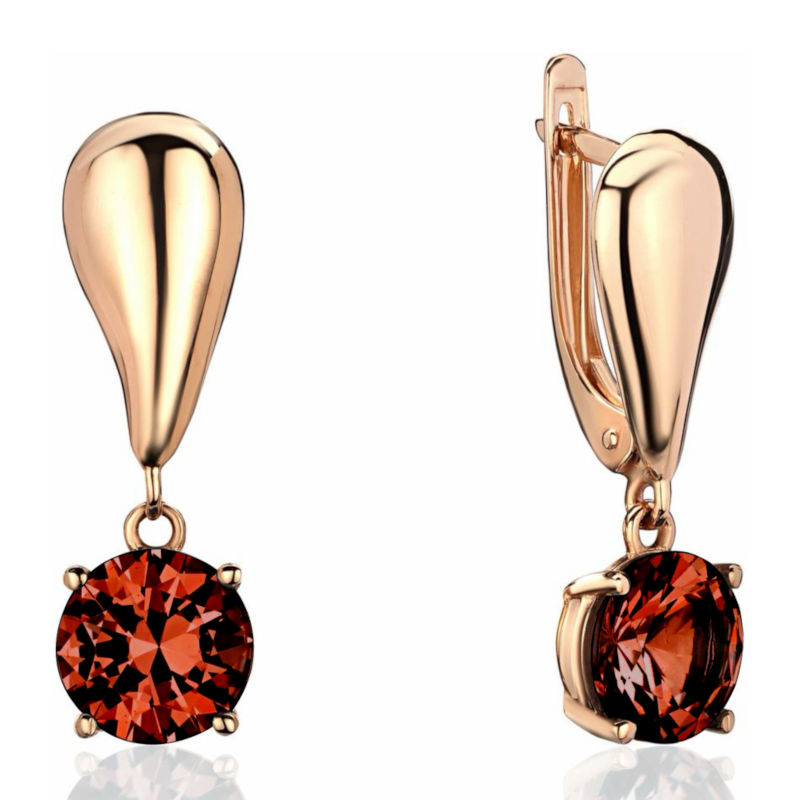 Серьги из красного золота 585 пробы с гранатами 01С3115370-3