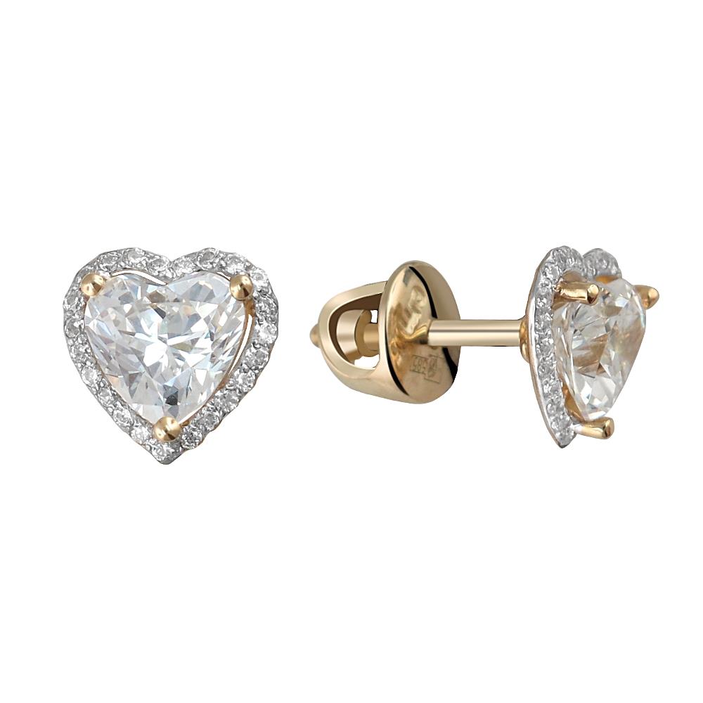 Серьги из желтого золота 585 пробы с фианитами 01С1311260 Серьги из желтого золота 585 пробы с фианитами 01С1311260