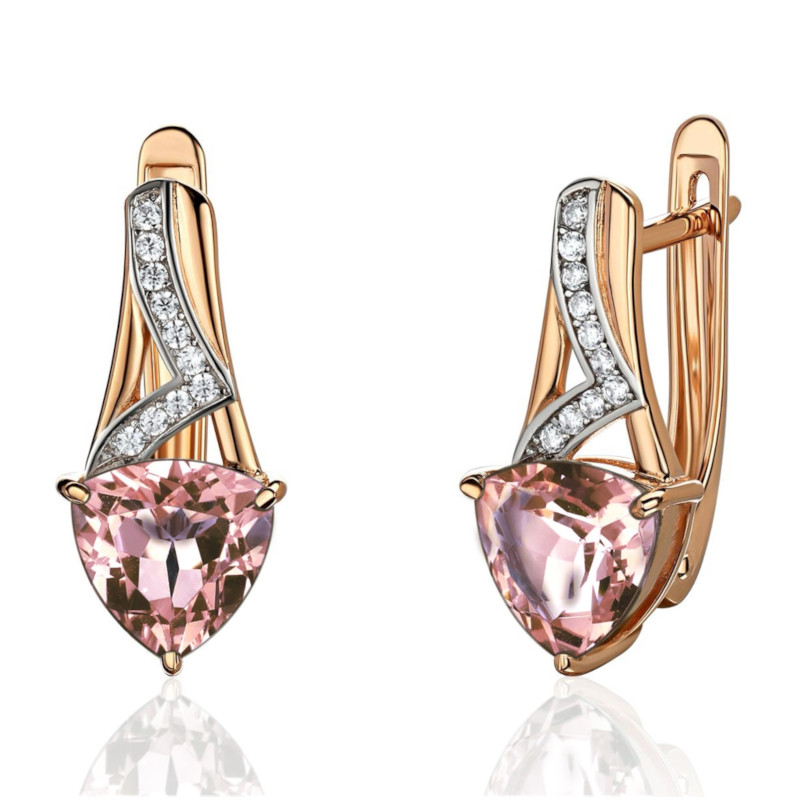 Серьги из красного золота 585 пробы с фианитами 01С2115369Р-1