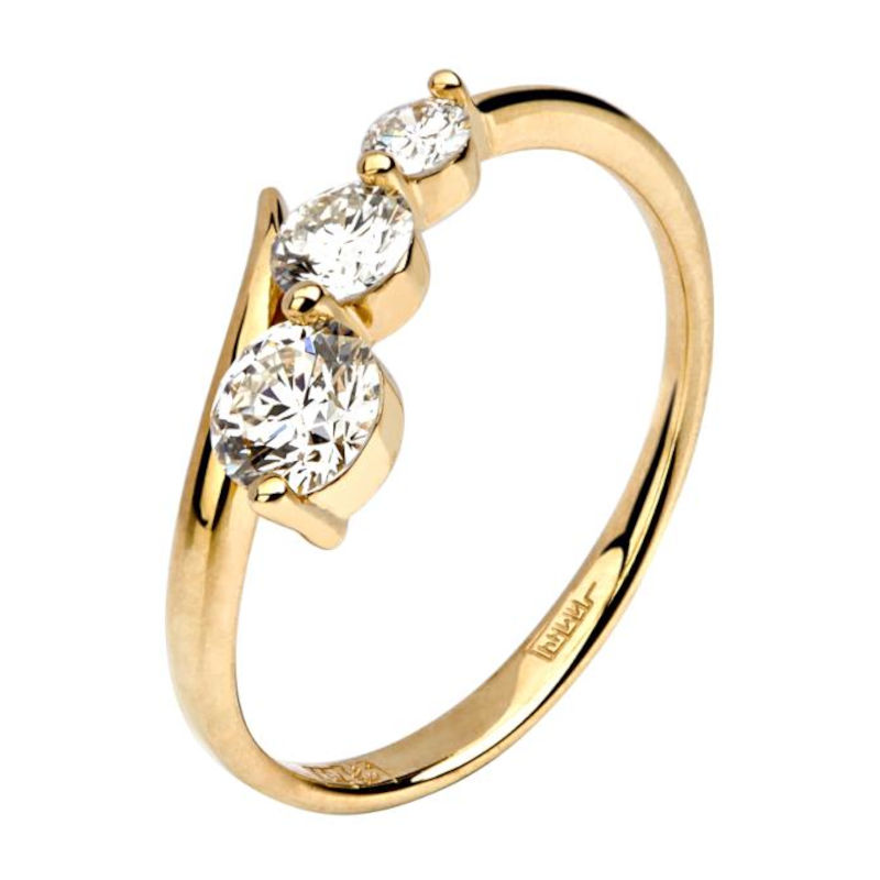 Кольцо из желтого золота 750 пробы с бриллиантами 01К642933 Кольцо из желтого золота 750 пробы с бриллиантами 01К642933