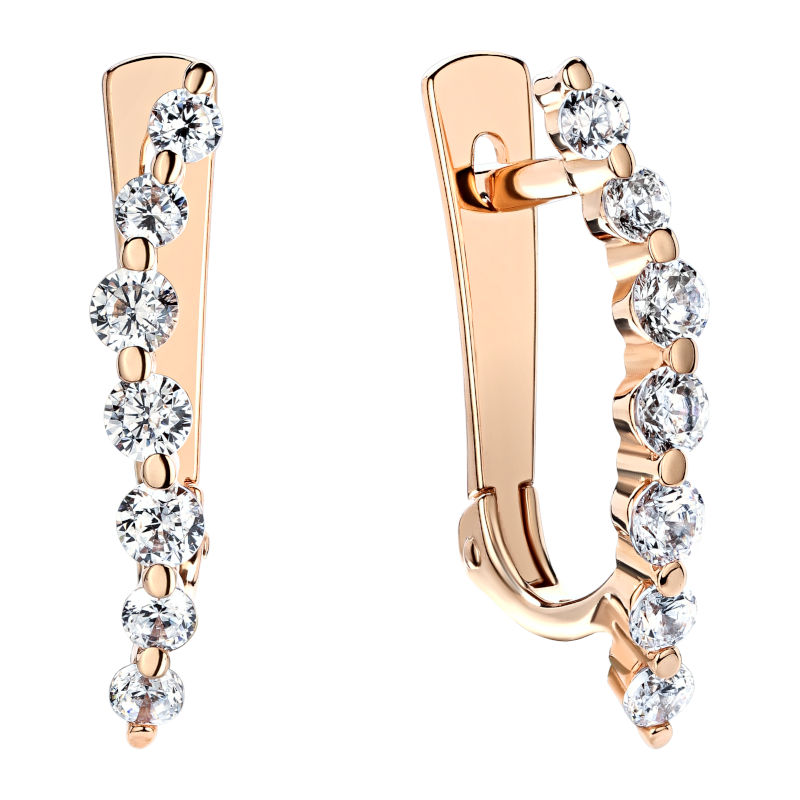 Серьги из красного золота 585 пробы с фианитами 01С115707 Серьги из красного золота 585 пробы с фианитами 01С115707