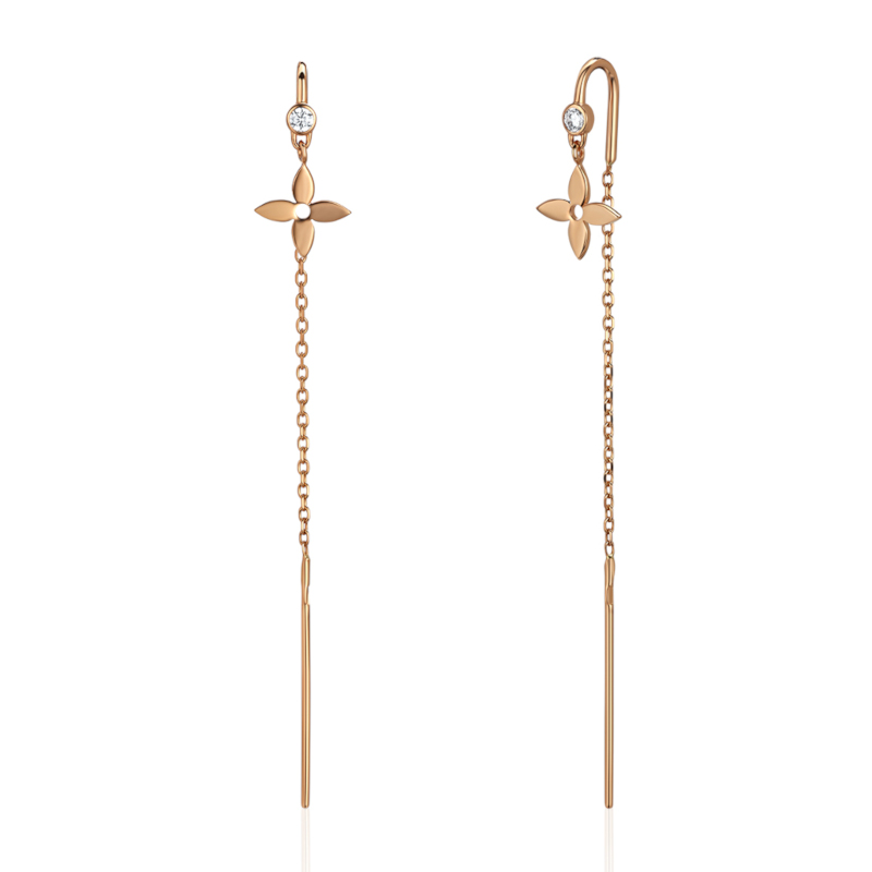 Серьги из красного золота 585 пробы с фианитами 01С1115569