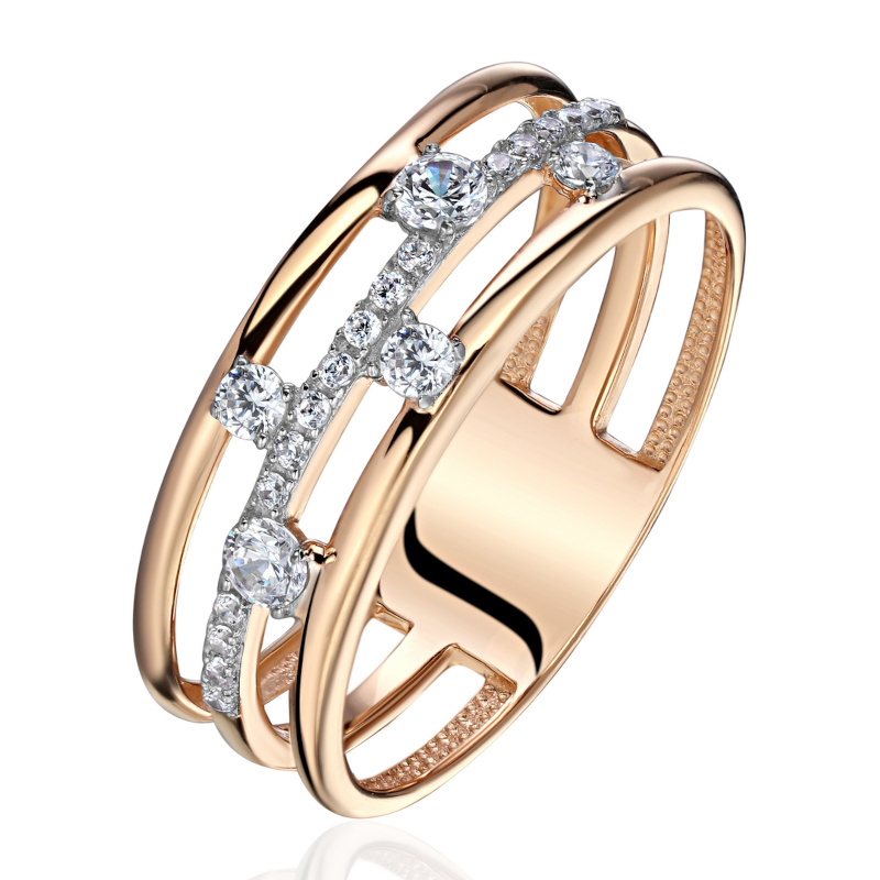 Кольцо из красного золота 585 пробы с фианитами 01К1116830Р