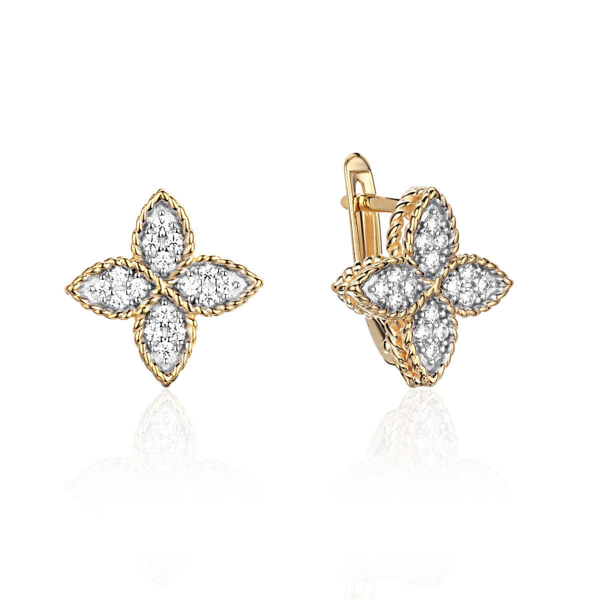 Серьги из желтого золота 585 пробы с фианитами 01С1315580Р