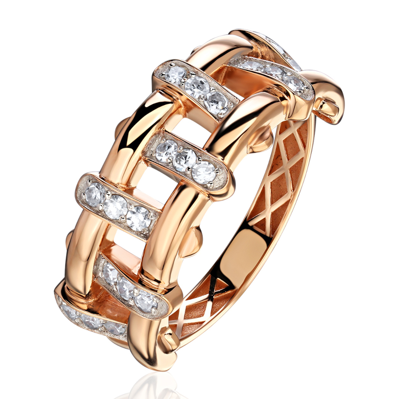 Кольцо из красного золота 585 пробы с бриллиантами 01К6115835Р-17