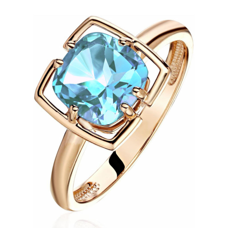 Кольцо из красного золота 585 пробы с топазом 01К3116559-1