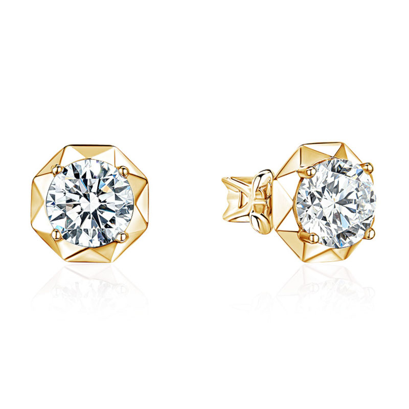 Серьги из желтого золота 585 пробы с фианитами 01С1317022