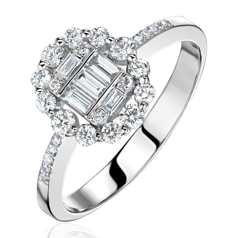 Кольцо из белого золота 585 пробы с бриллиантами 01К6216580