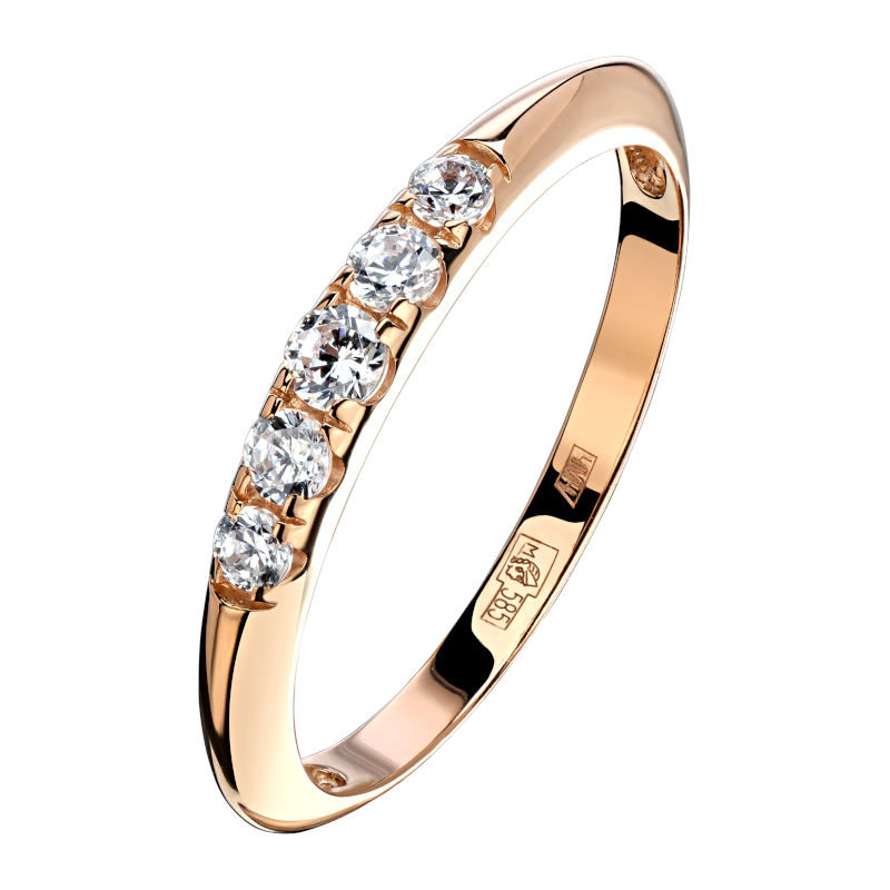 Кольцо из красного золота 585 пробы с фианитами 01К1113716