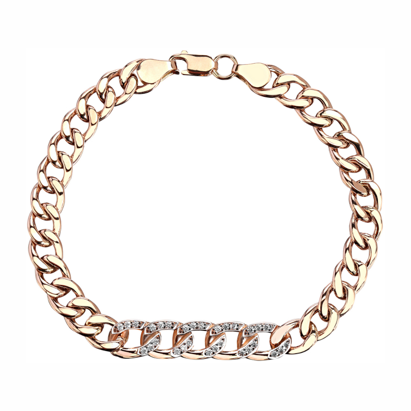 Браслет из красного золота 585 пробы с фианитами 01Б113291