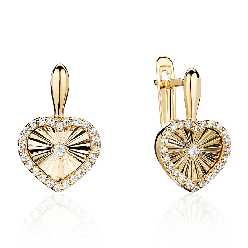 Серьги из желтого золота 585 пробы с фианитами 01С1316186