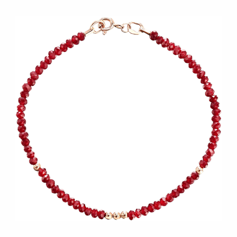 Браслет из красного золота 585 пробы с красным хрусталем 01Б213152-4