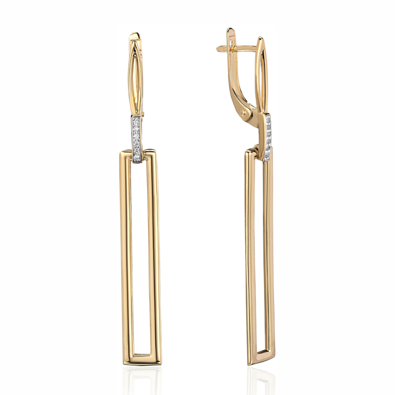 Серьги из желтого золота 585 пробы с фианитами 01С1316042Р