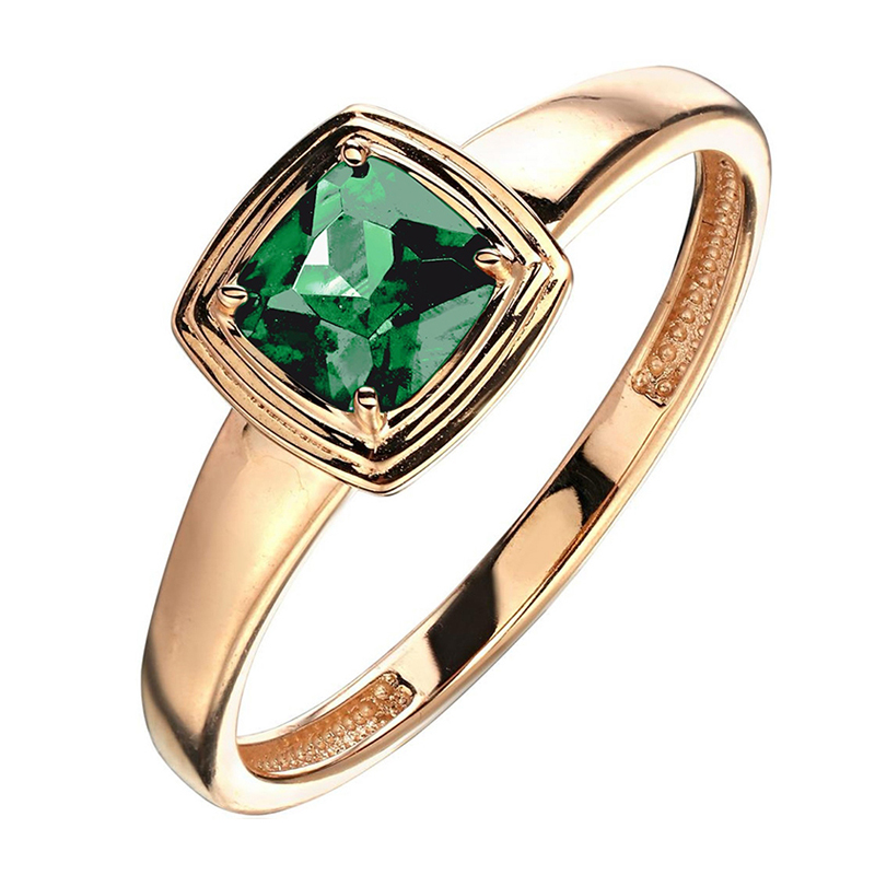 Кольцо из желтого золота 585 пробы с наноизумрудом 01К2315464-4