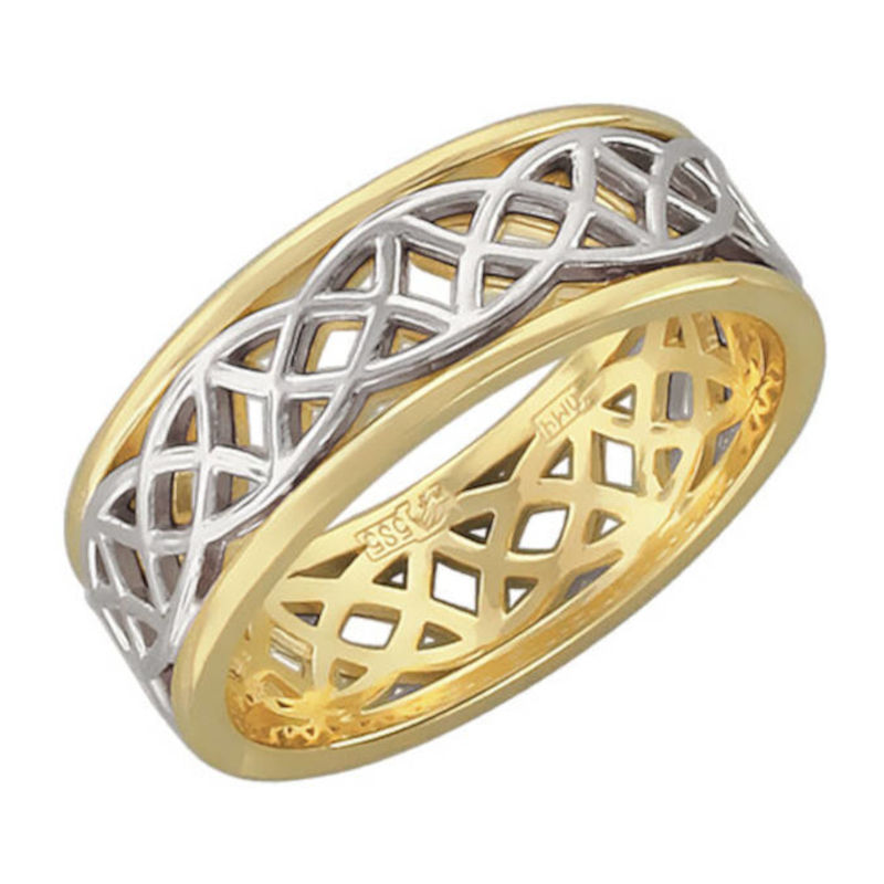 Обручальное кольцо из двух цветов золота 585 пробы без вставок 01О060236Ж