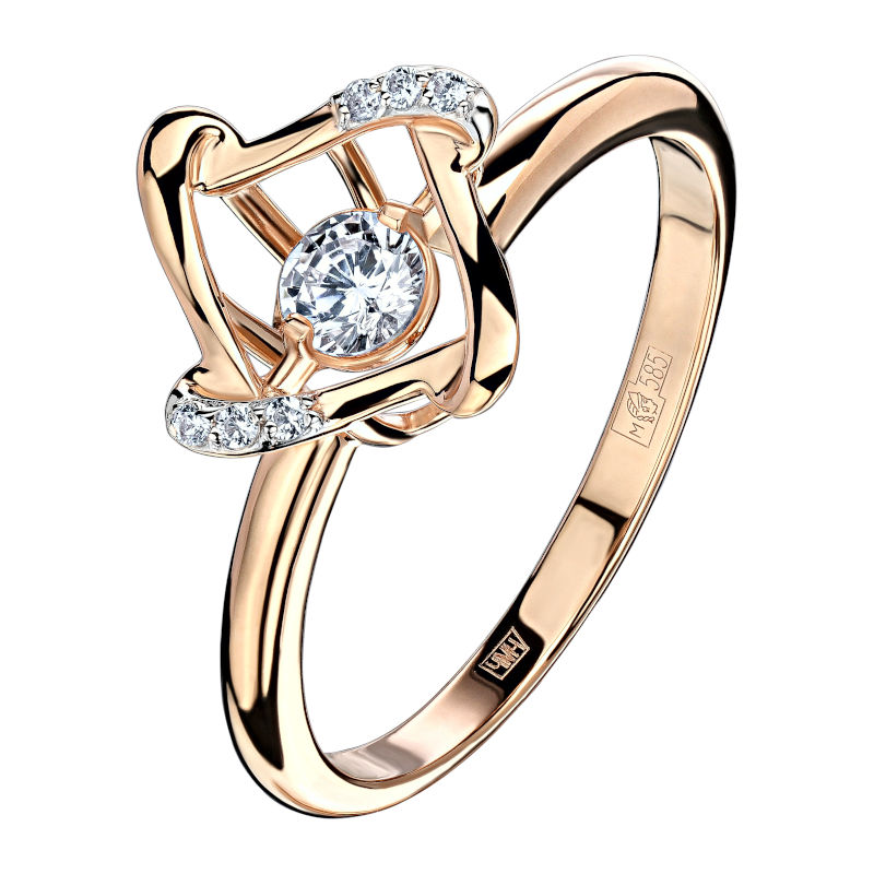 Кольцо из красного золота 585 пробы с фианитами 01К1111853Р