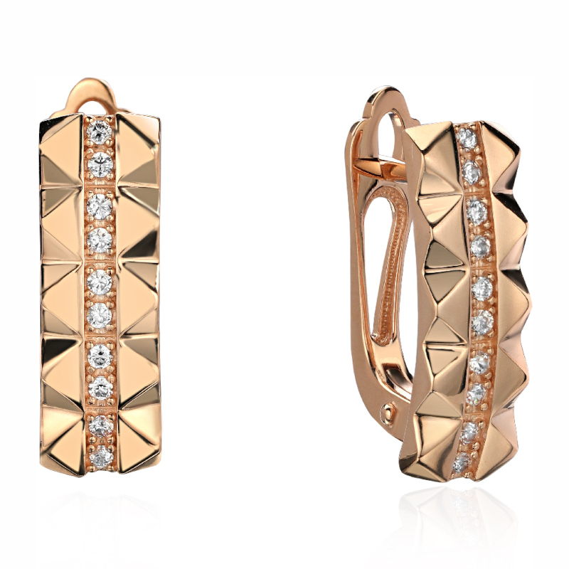 Серьги из красного золота 585 пробы с фианитами 01С1114586Р Серьги из красного золота 585 пробы с фианитами 01С1114586Р