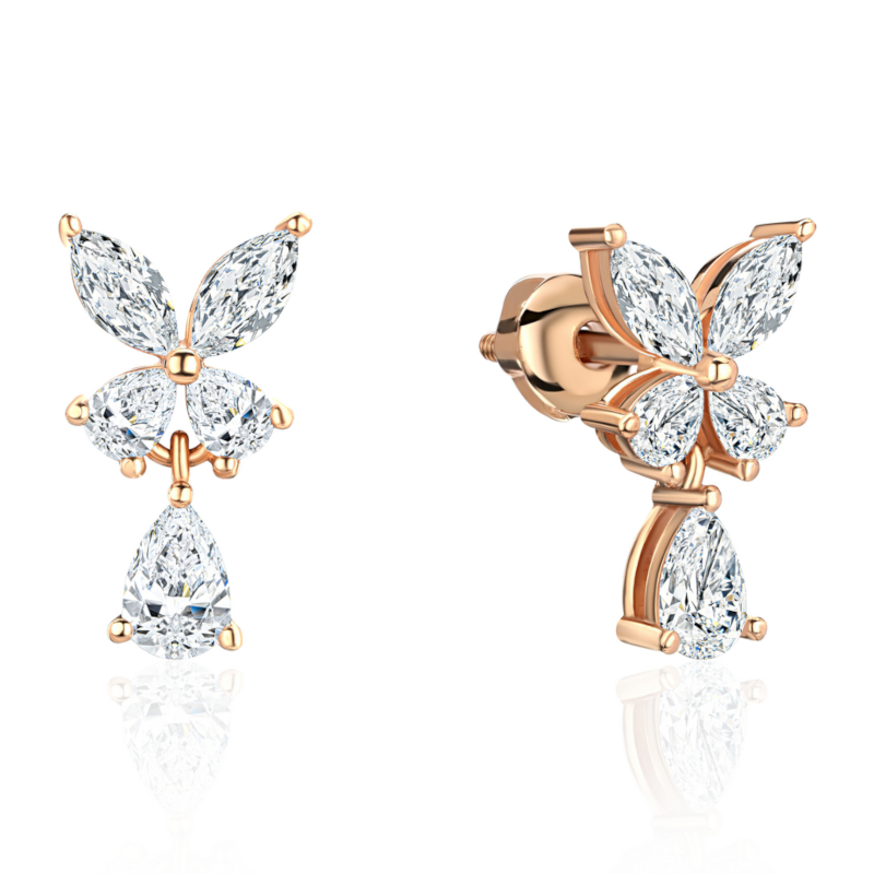 Серьги из красного золота 585 пробы с фианитами 01С1115310