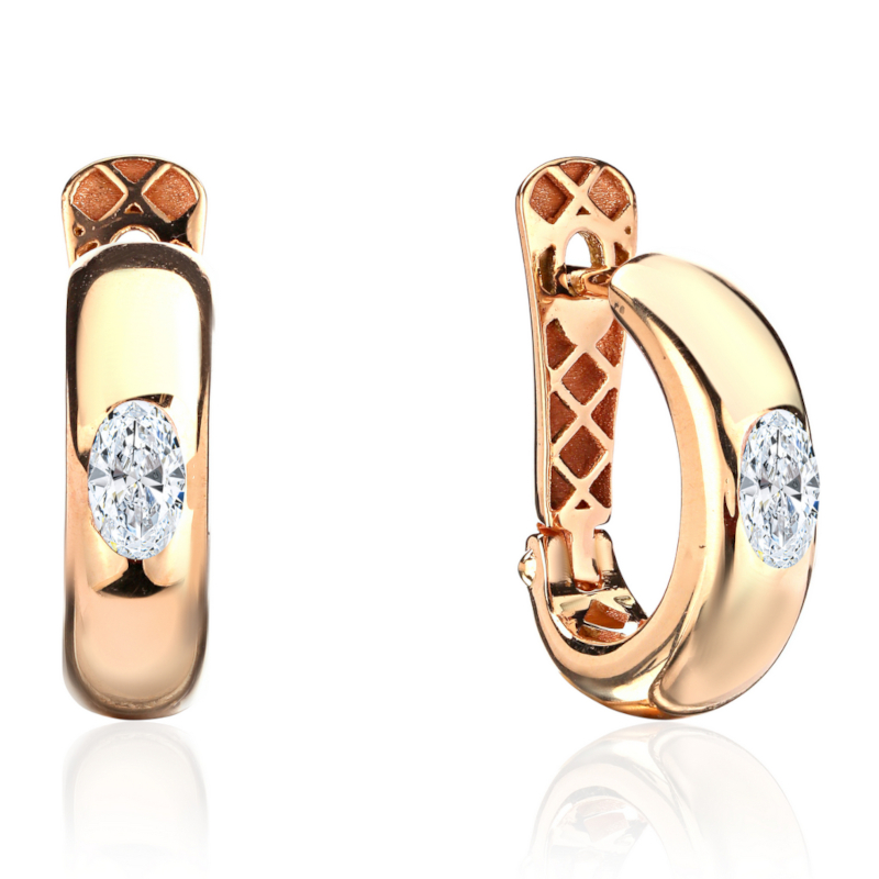 Серьги из красного золота 585 пробы с фианитами 01С1115474