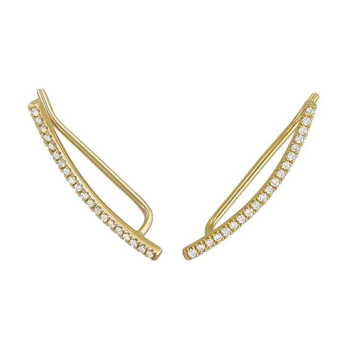 Серьги каффы без прокола из желтого золота 585 пробы с бриллиантами 01С637300-17