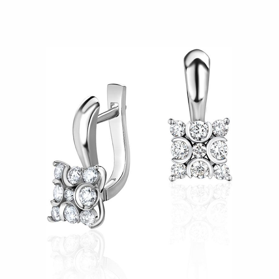 Серьги из белого золота 585 пробы с бриллиантами 01С6215180