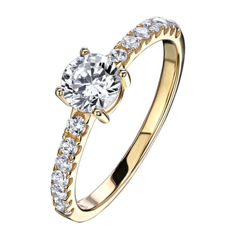 Кольцо из желтого золота 585 пробы с фианитами 01К1313911 Кольцо из желтого золота 585 пробы с фианитами 01К1313911