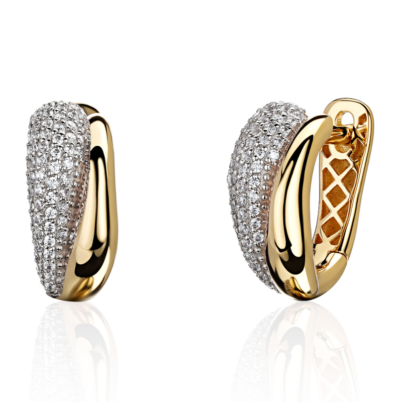 Серьги из желтого золота 585 пробы с фианитами 01С1315645Р