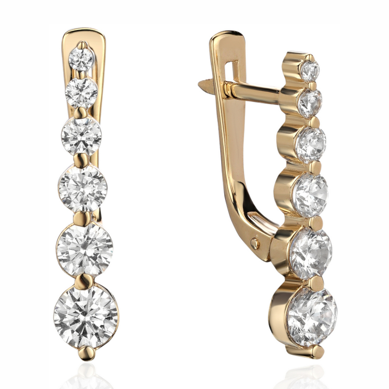Серьги из желтого золота 585 пробы с фианитами 01С1315376
