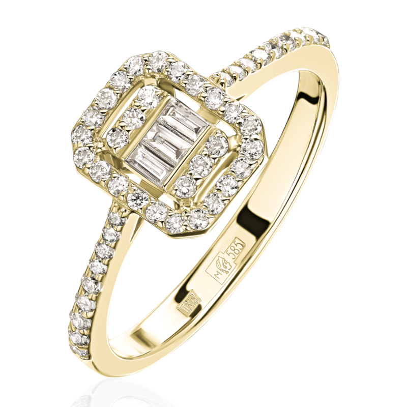 Кольцо из желтого золота 585 пробы с бриллиантами 01К6315336