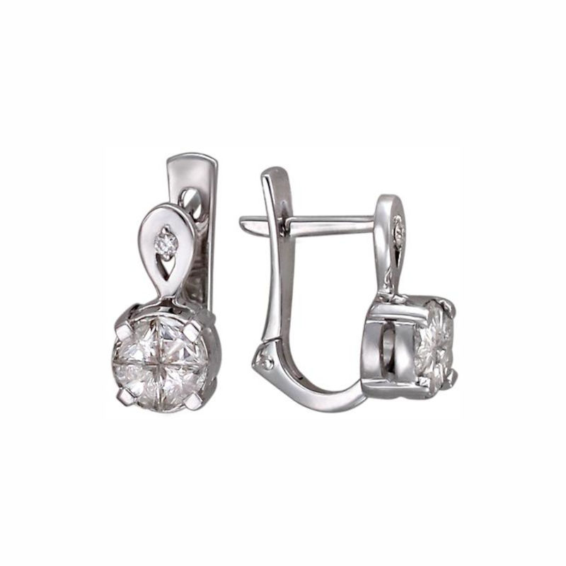 Серьги из белого золота 585 пробы с бриллиантами 01С626911Z