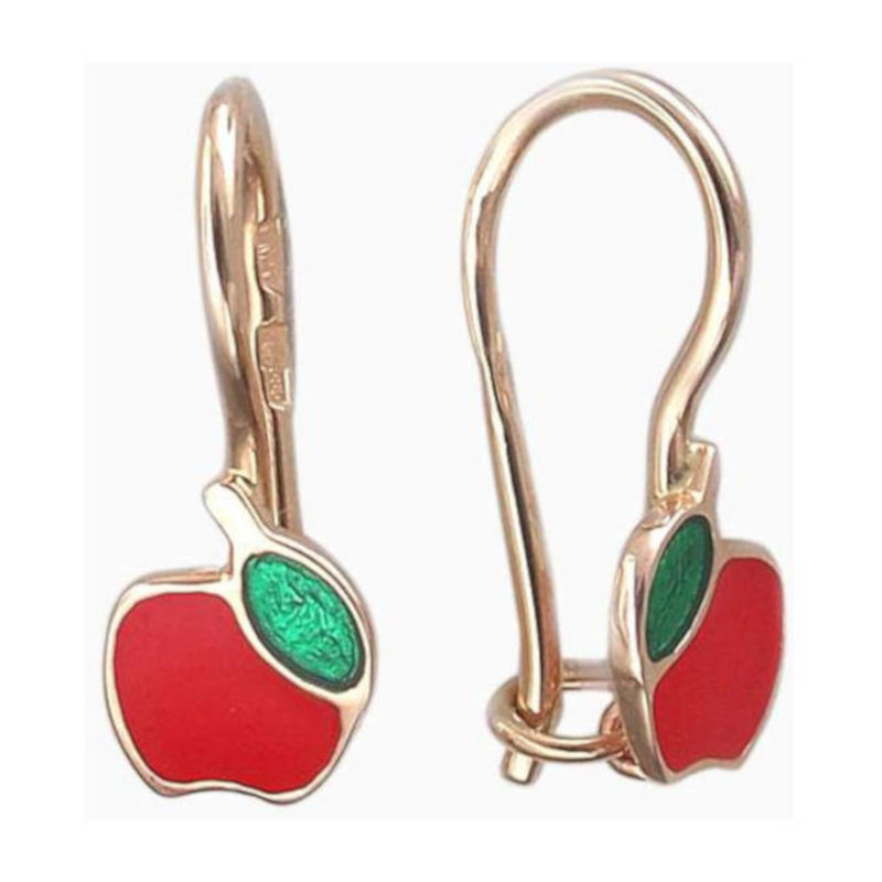 Серьги детские из красного золота 585 пробы с эмалью 01С019243Э