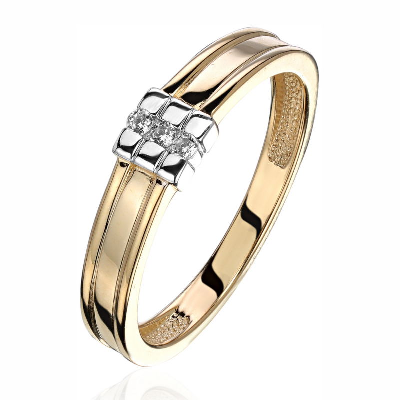 Кольцо из желтого золота 585 пробы с фианитами 01К1316028Р