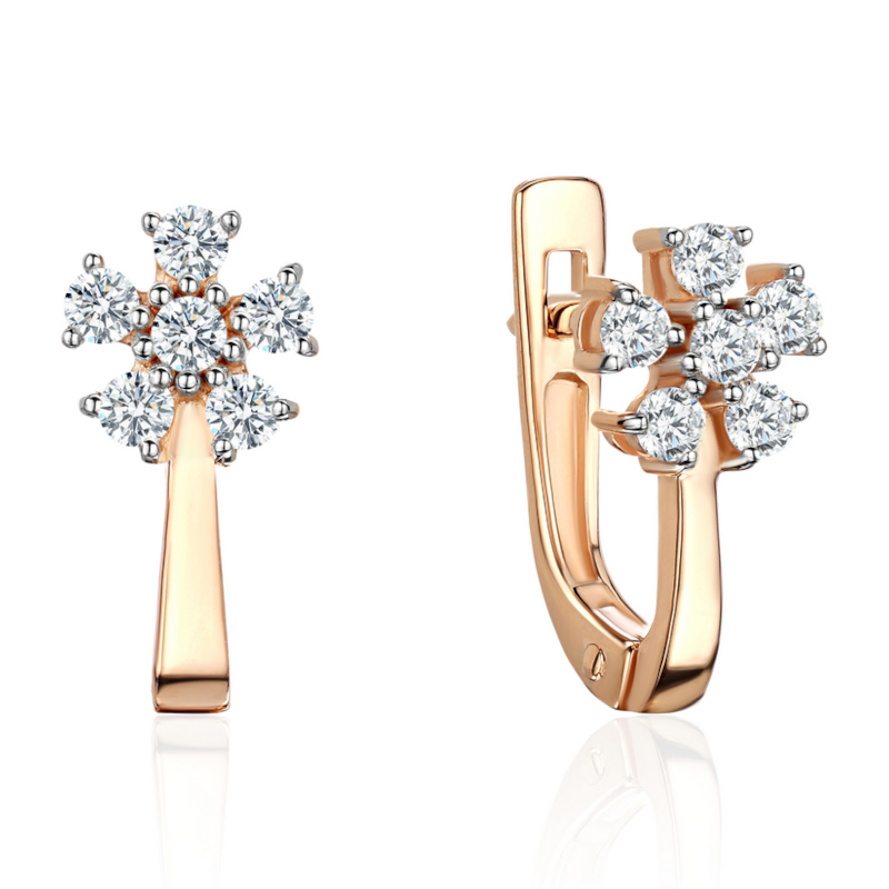 Серьги из красного золота 585 пробы с фианитами 01С1117013Р