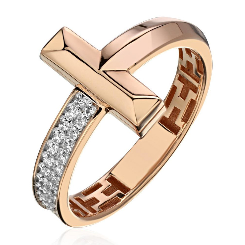 Кольцо из красного золота 375 пробы с фианитами 01К1115037SР