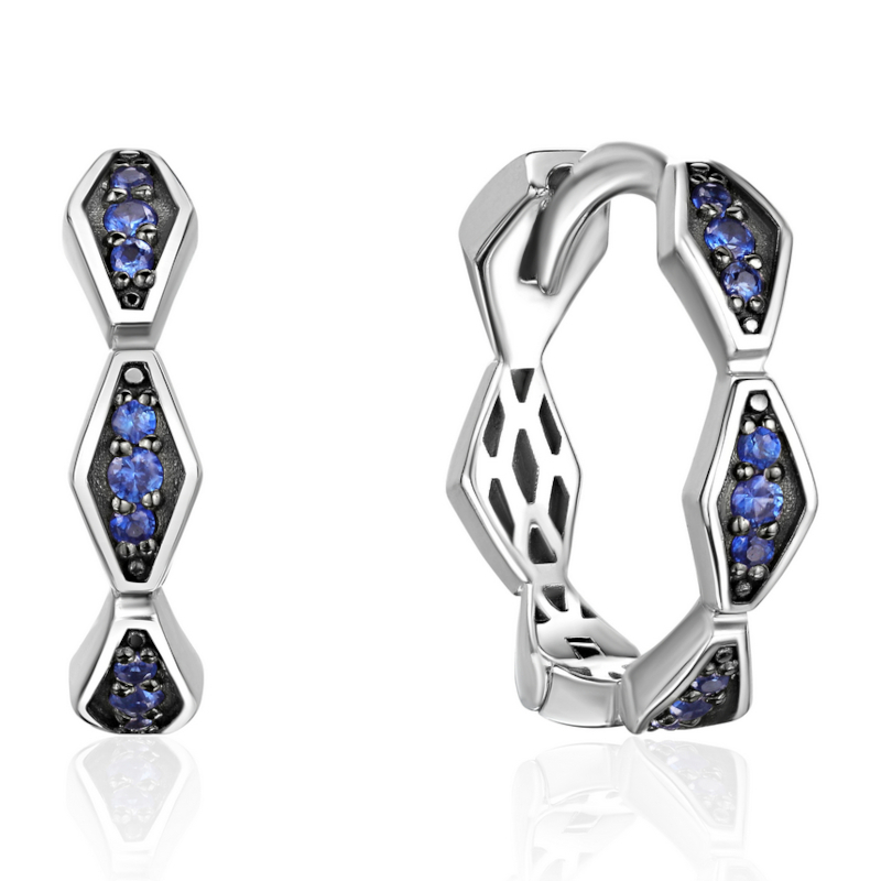 Серьги из белого золота 585 пробы с сапфирами 01С5216963ЧР-1