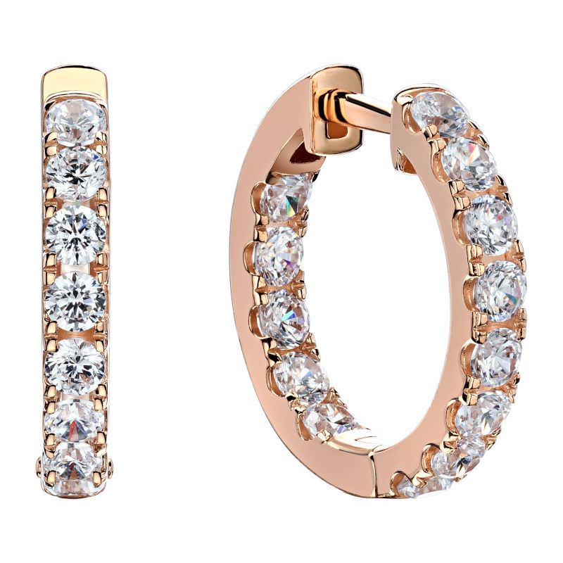 Серьги из красного золота 585 пробы с фианитами 01С1113952 Серьги из красного золота 585 пробы с фианитами 01С1113952