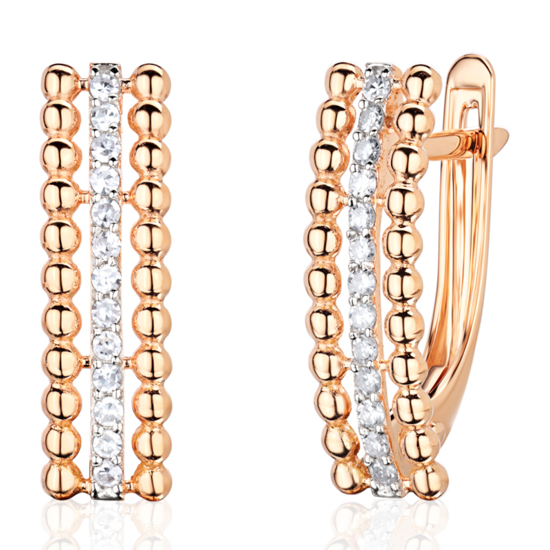 Серьги из красного золота 585 пробы с бриллиантами 01С6116937Р-17