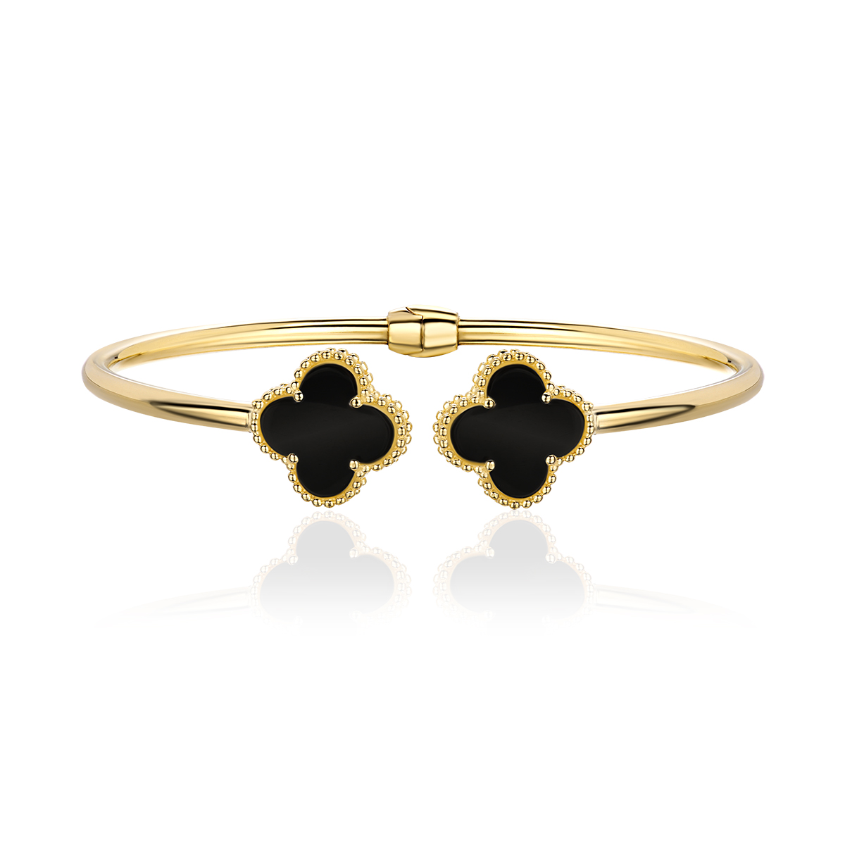 Браслет "Клевер" из желтого золота 585 пробы с агатами 01Б4321011-1