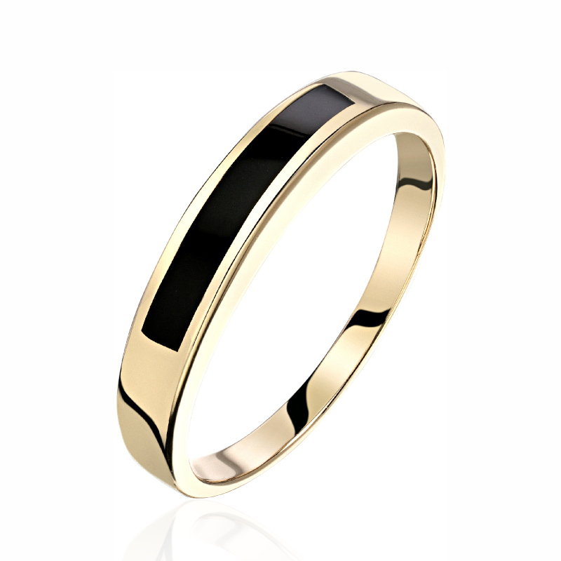 Кольцо из желтого золота 585 пробы с агатом 01Т431735-1