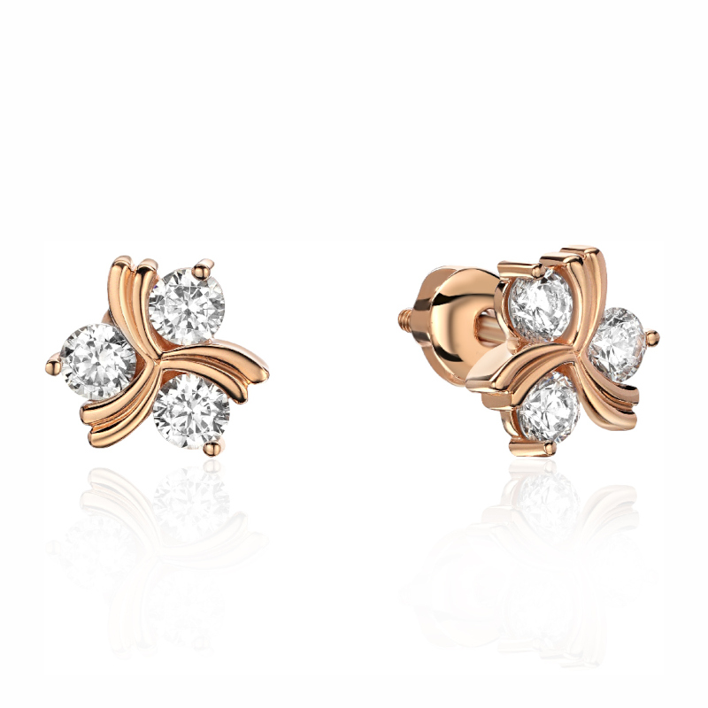 Серьги из красного золота 585 пробы с фианитами 01С1114524Р