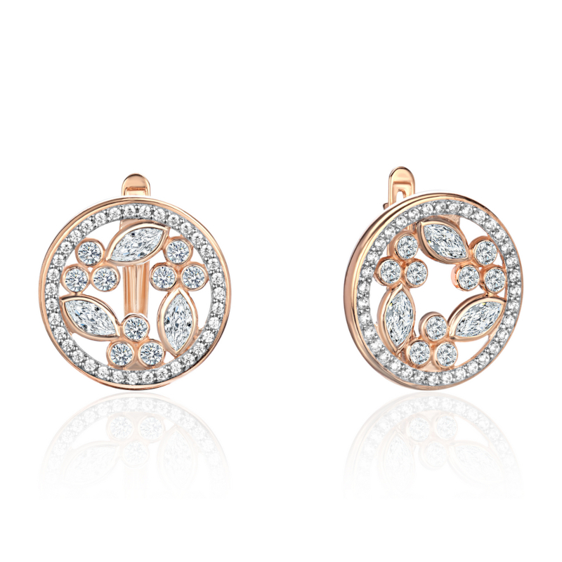 Серьги из красного золота 585 пробы с фианитами 01С1115804Р
