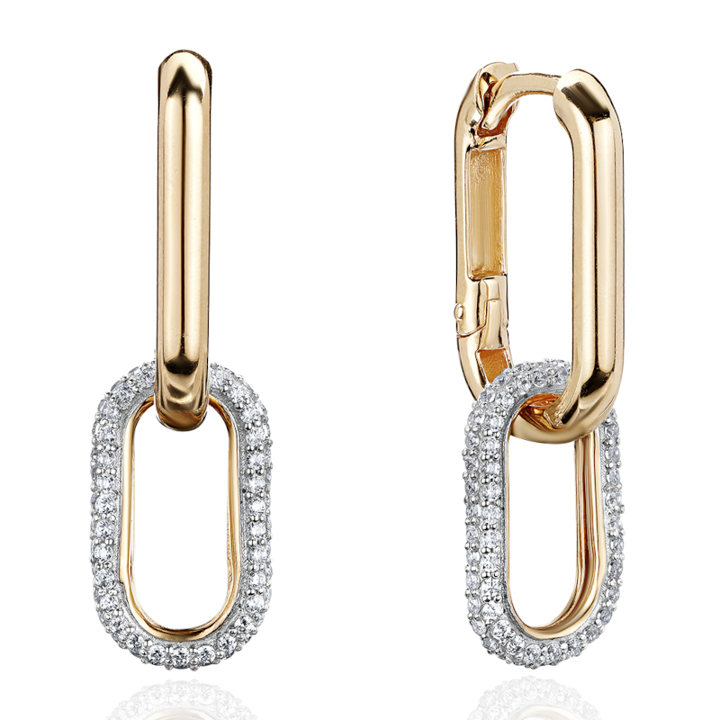 Серьги из желтого золота 585 пробы с фианитами 01С1315174Р