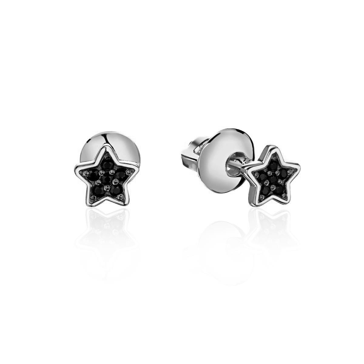 Серьги из белого золота 585 пробы с фианитами 01С2214216ЧР-1