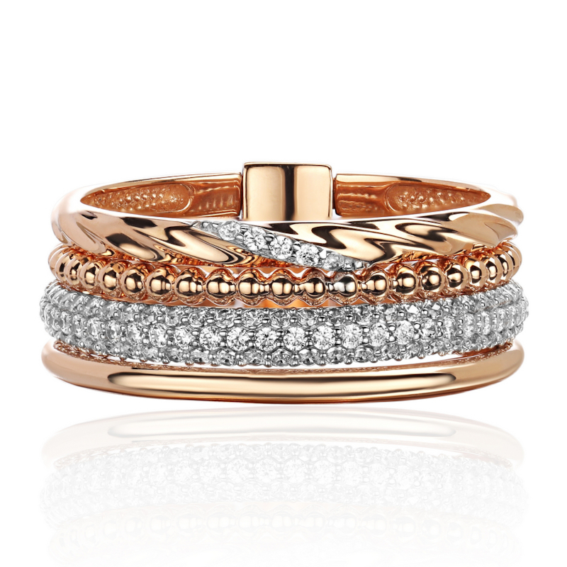 Кольцо из красного золота 585 пробы с фианитами 01К1116594Р